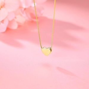 Tiny Love Heart Pendant 18k Gold Plated Genuine 925 Sterling Silver Necklace
